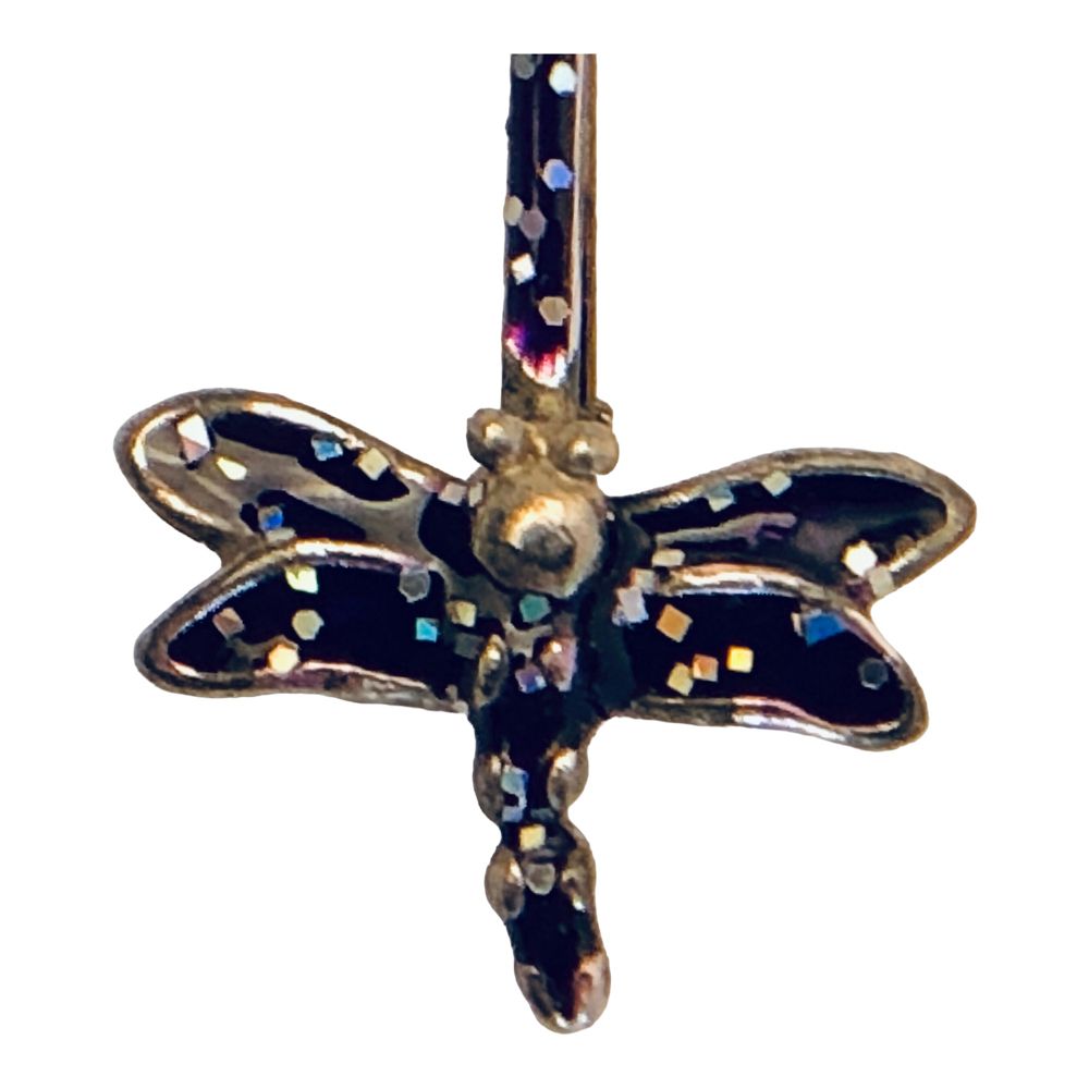 495 - Dragonfly Glitter Enamel Hairpin - |Clear-28|