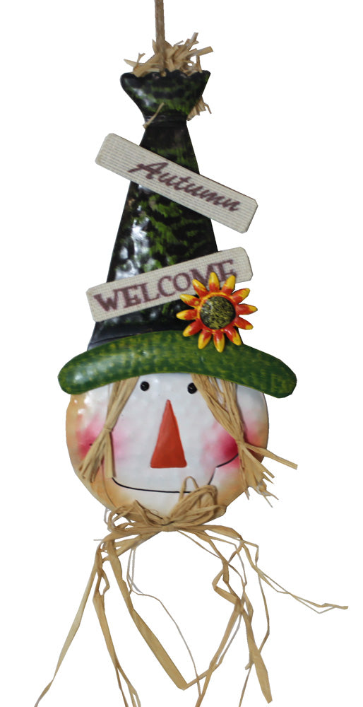 5190 - Tin Scarecrow Head Green Hat - |Abv Garden Shelf-7|