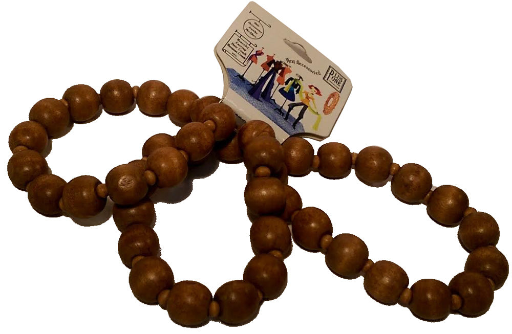 5198 - Tan Wood Bead Bracelet - |Clear-22 Store|