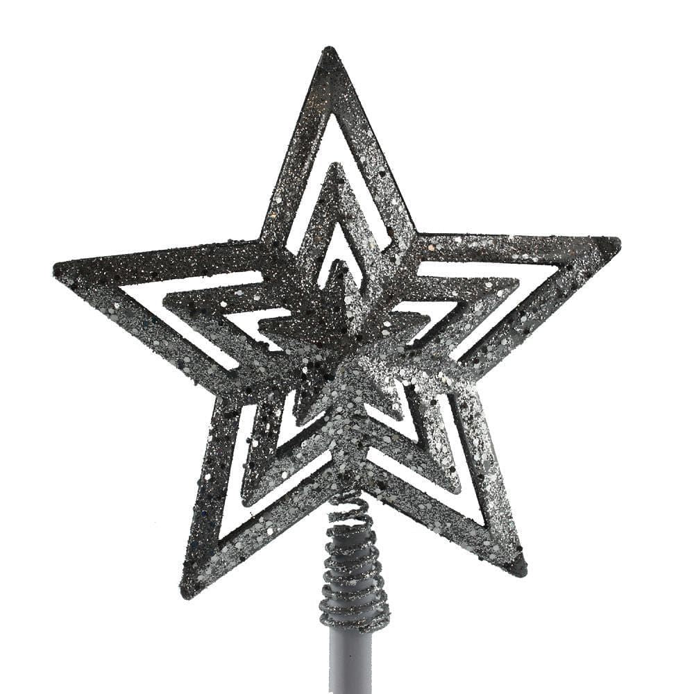 520 - Elegant Silver 8-Inch Glittering Star Christmas Tree Topper for Holiday Decor |Pod 2-47|