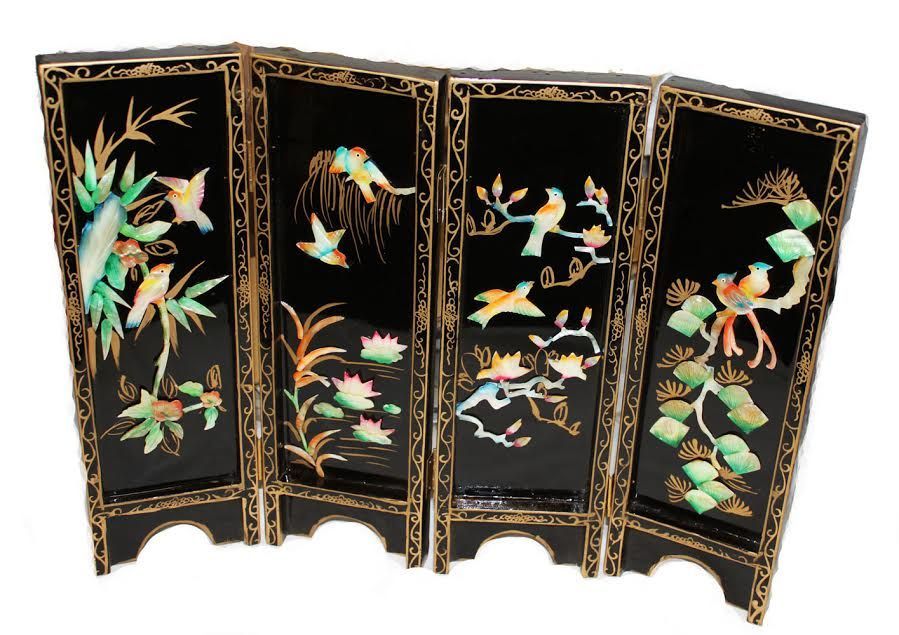 527 - 14" Folding Screen with Bird and Flower - |13-20|