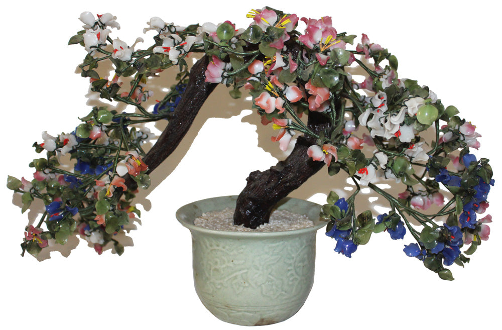 5391 - 26" Blue Pink White Flower Tree Round Green Base - |4-29|