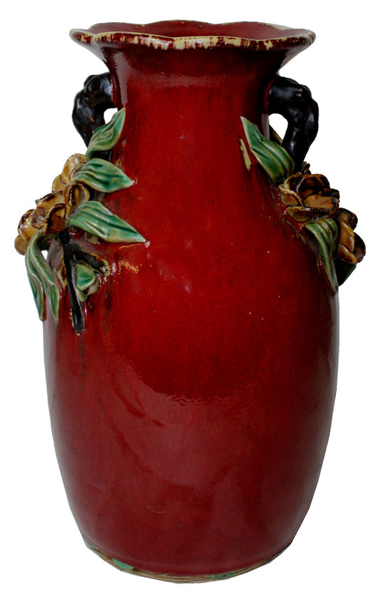 5444 - 13" Brown Flower Vase Chips - |Bookshelf-7|