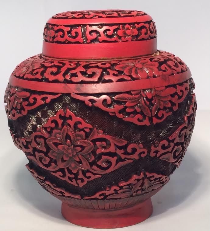 559 - Cinnabar Red Ginger Jar 6" - |19-20|