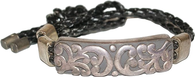 5683 - 7.5" Leather and Silver Knot Bracelet with Rugged Charm and Elegant Accents |Clear-165|