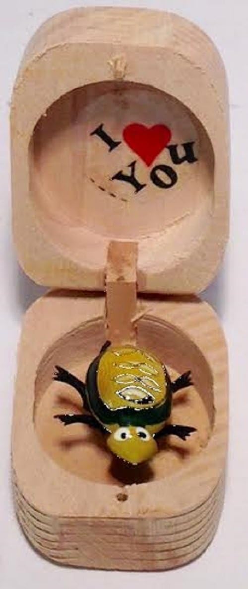 5716 - Yellow Dancing Turtle Wood Box - |Z-39|