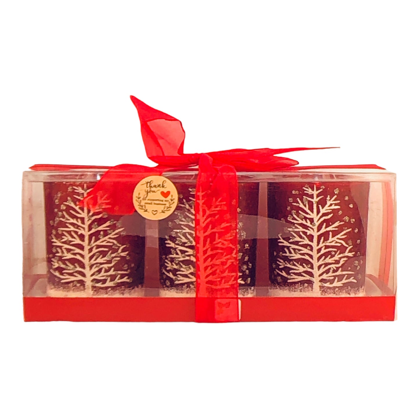 5824 - 3 Red Candles w Xmas Trees |17-27|