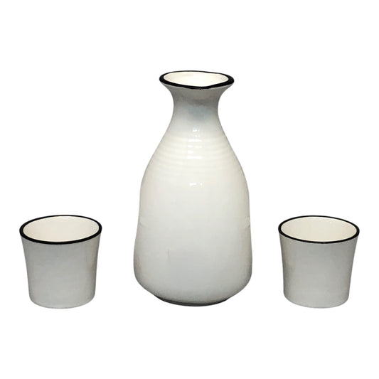 5839 - 3 pc White Geisha Sake Set |9-18|