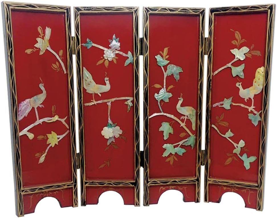 6028 - 14" 4 pc Peacock Folding Screen SENT FOR PIC 9/27 CC