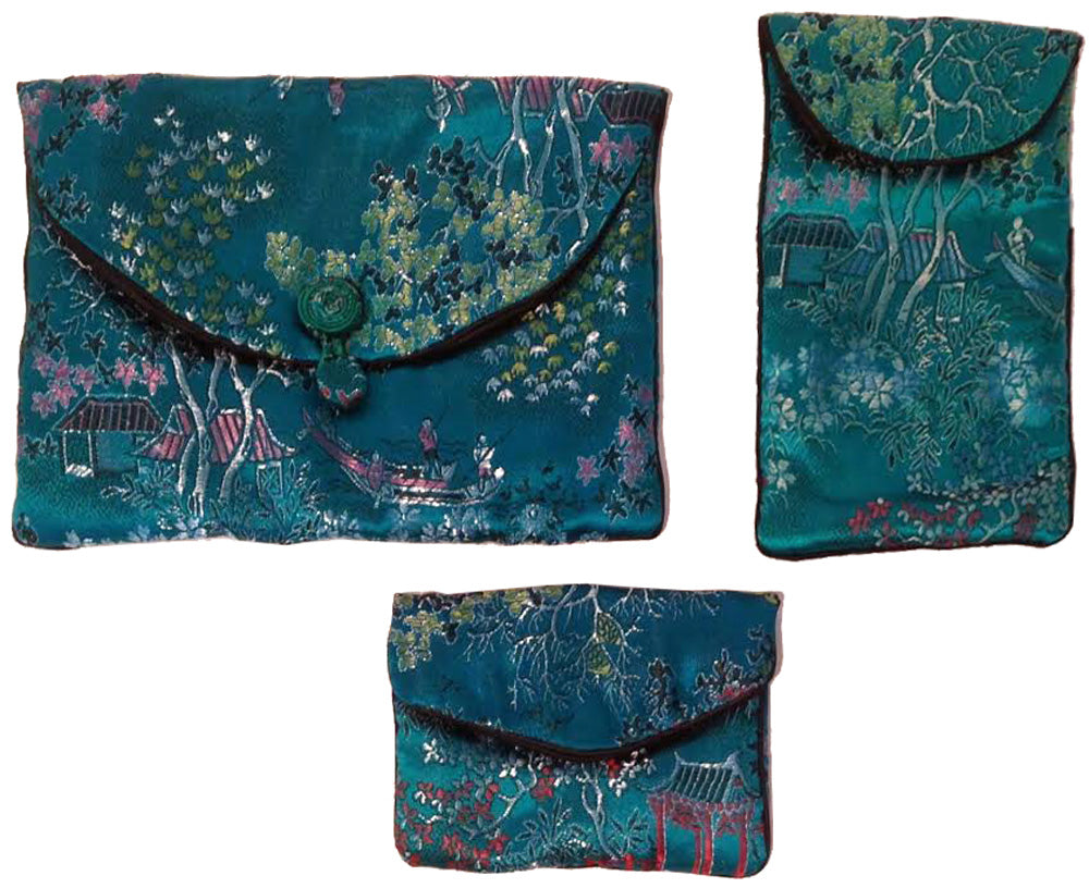 6067 - 3 pc Aqua Coin Glasses Purse |16-22|