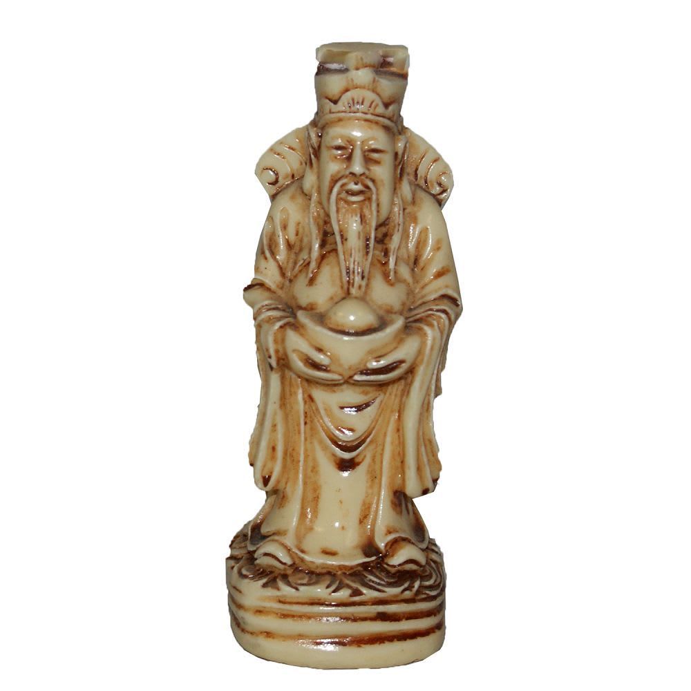 608 - 4" Faux Ivory Fuk God with Ingot - |2-2 : BR|