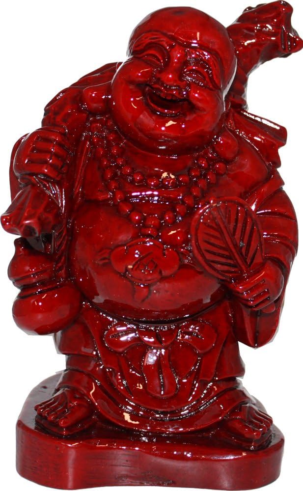 6095 - 8" Light Red Soapstone Color Buddha - Fan - |X-03 X-06|
