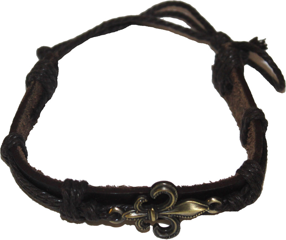 6220 - Leather Bracelet Fleur De Lis - |Clear-207|