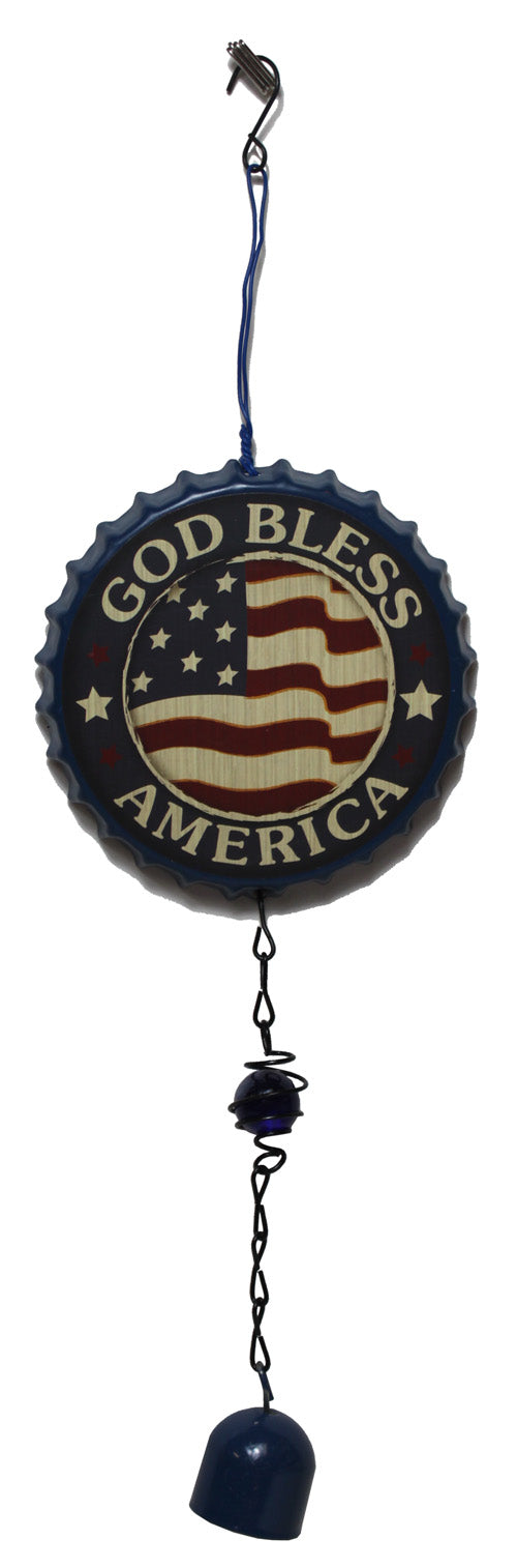 6307 - God Bless Am Bottle Cap Windchime - |G-6|