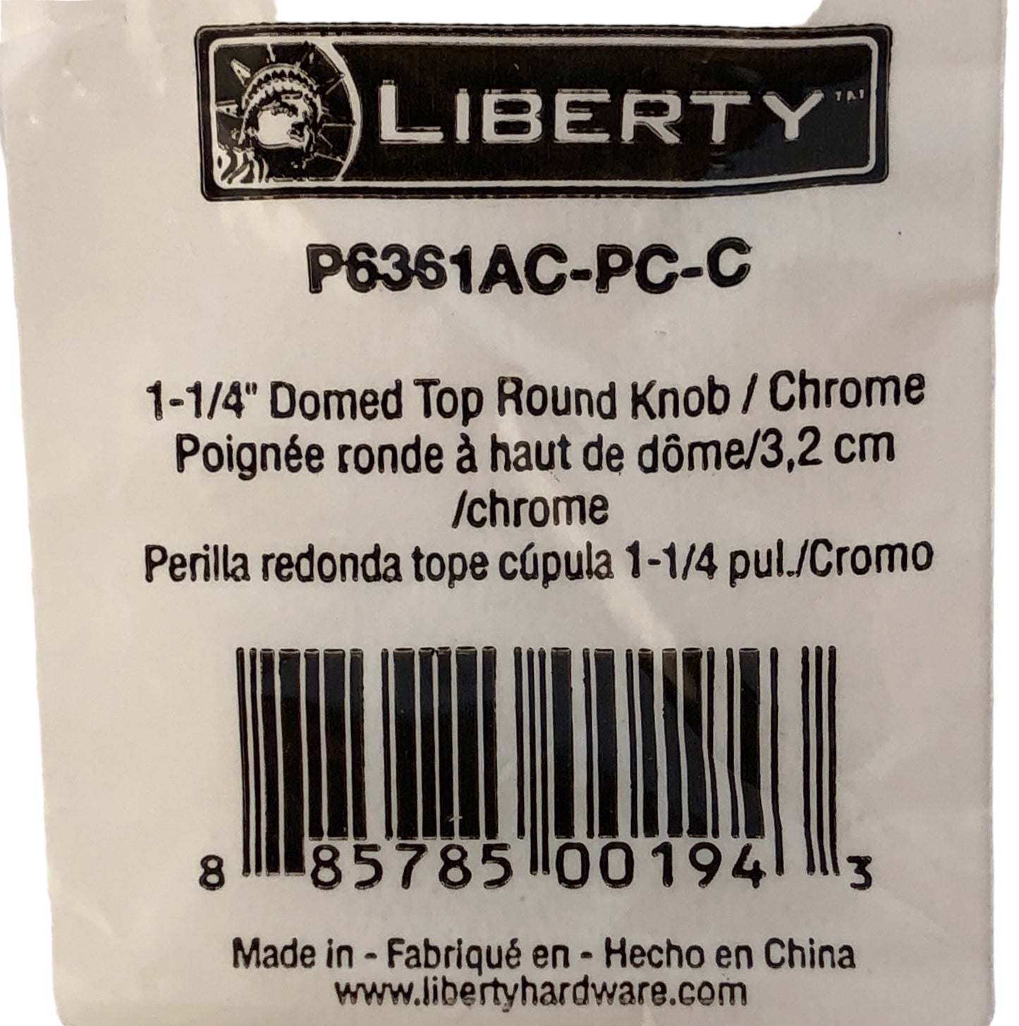 6332 - Set of 7 P6361AC-PC-C 1-1/4-Inch Domed Pull |5-6|