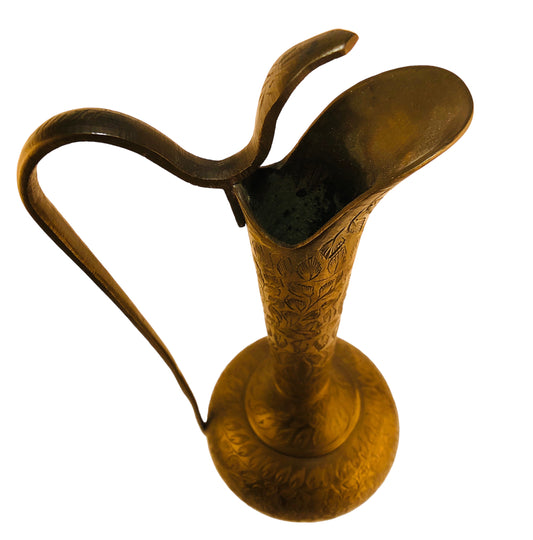 6364 - 10" Etched Brass Vase Pitcher - |6-4|