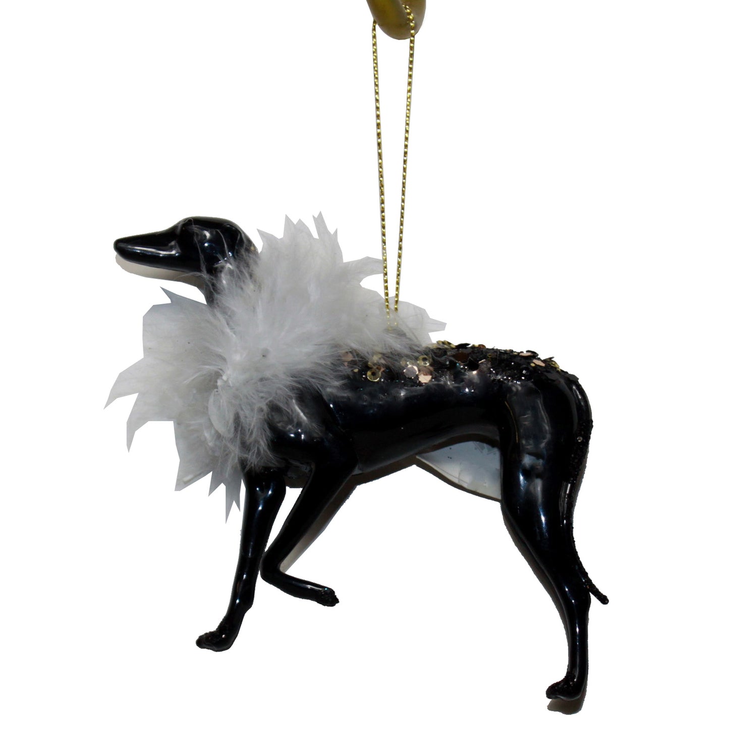 6415 - Black Dog Christmas Ornament 4" - |Pod 2-30|
