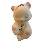 6738 - Fenton White Satin Glass Bear - |H-32|