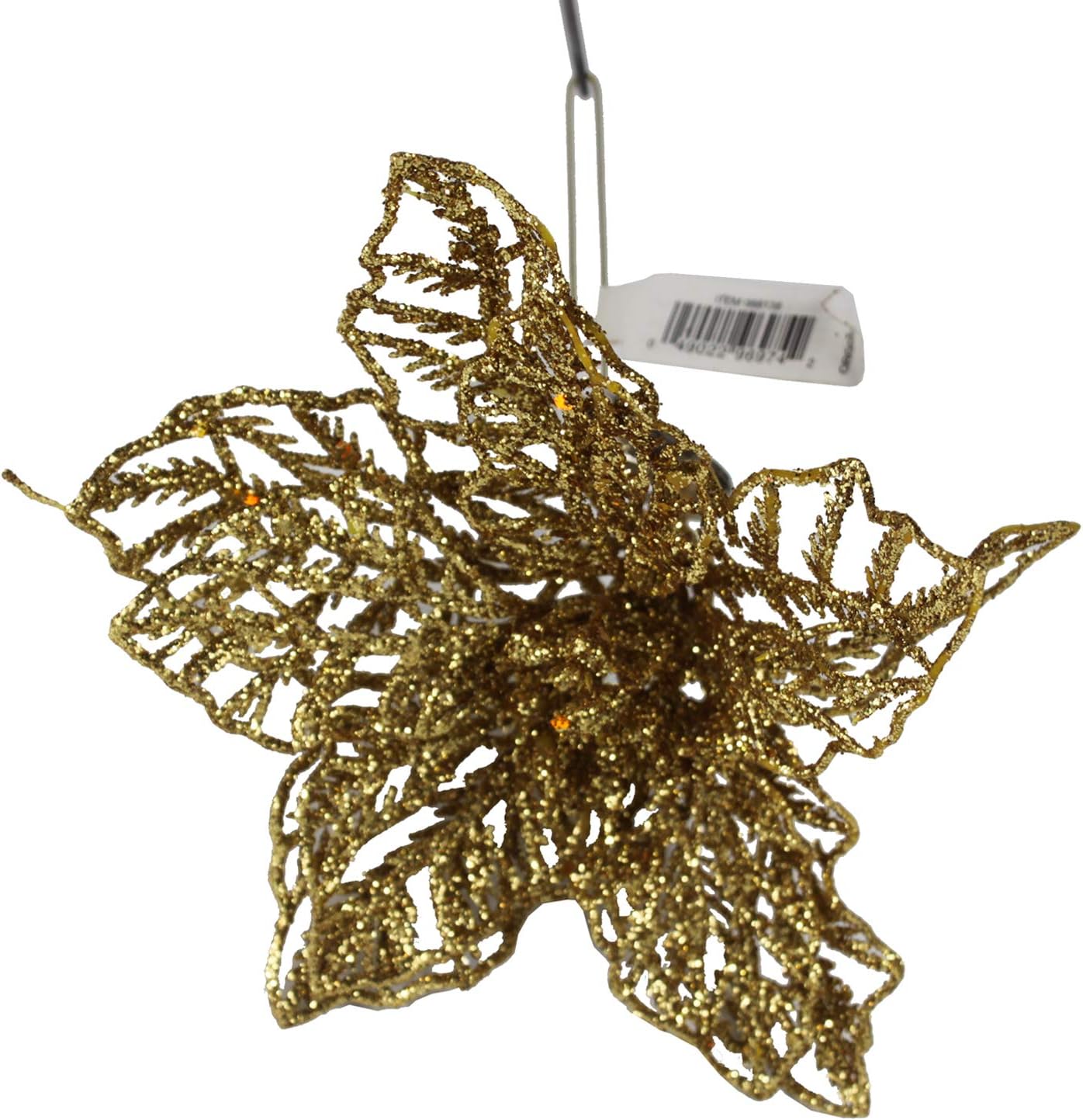 6757 - 6" Gold Poinsettia Clip On Glitter - |Pod 2-73|