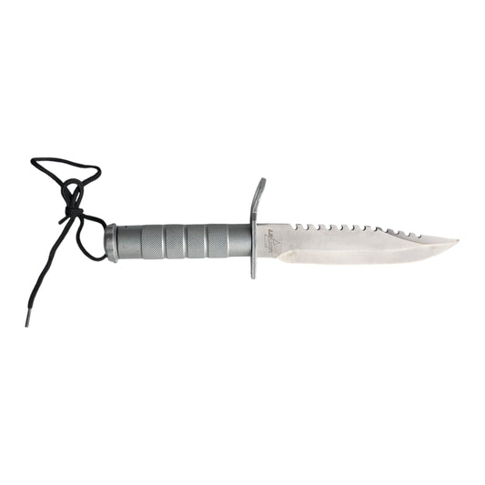 6764 - Survival Knife 12" Silver Sharpener, Fishing Hooks And Line, Matches, Needles Weights |105|Store|