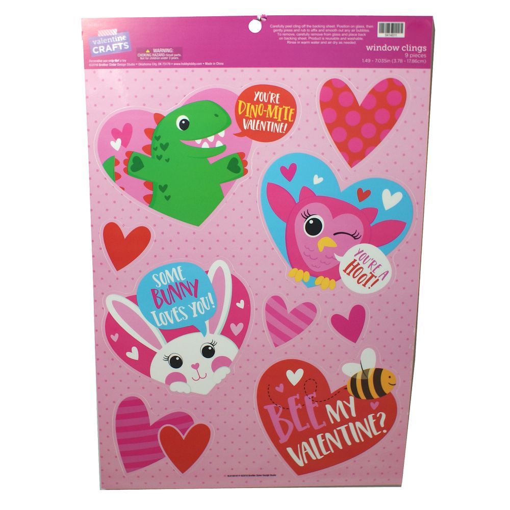 6813 - Funny Animal Valentine Clings - |9-2|
