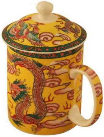 6817 - Tea Cup w/Lid Green w/Dragon - |7-20| |Pod 3-31|