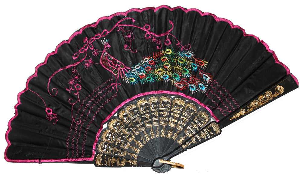 6868 - 16" Fan Pink Peacock Fan - |10-10/ M-02|
