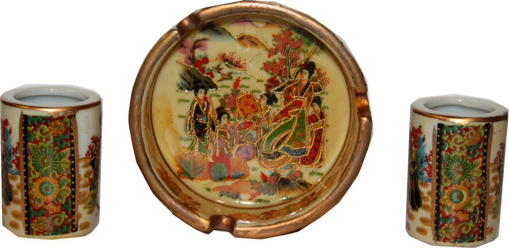 7048 - Ashtray Snuffer Set Satsuma - |Shelf-10|