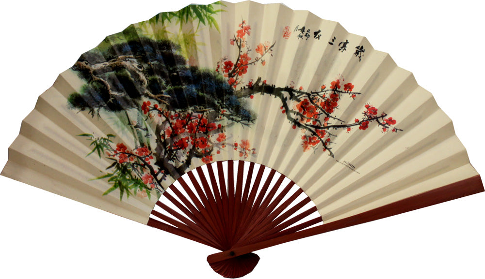 7055 - 12" Folding Fan Cherry Blossoms - |W-20|
