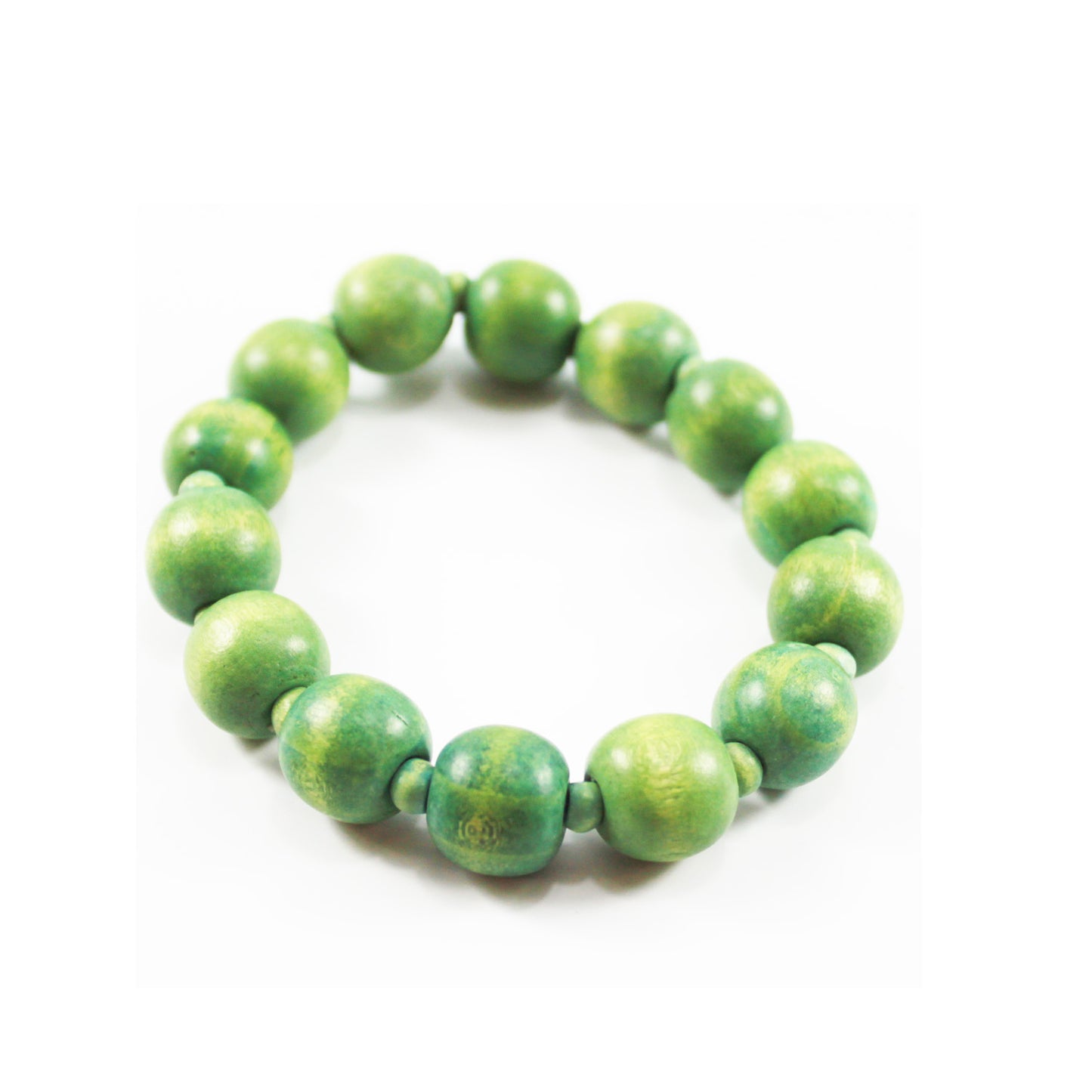 7101 - Green Wood Bead Bracelet - |Clear-22 Store|