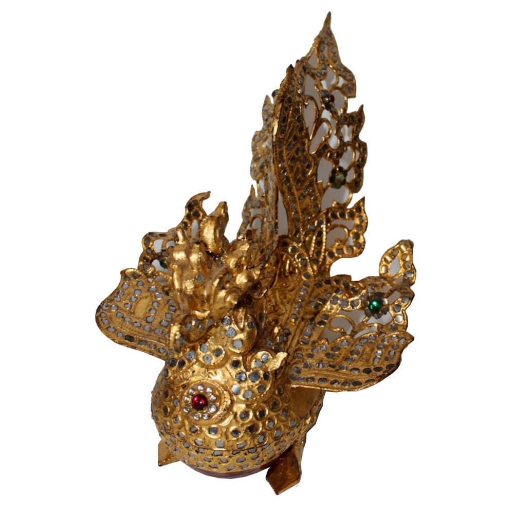 735 - 10" Gold Thai Swan Trinket Box - |2-1|