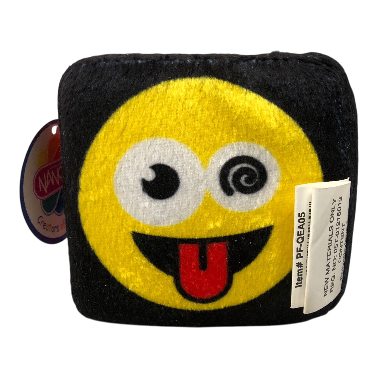 7453 - 3" X 3" Qubz Emoticon Asst Black Plush Cube |2-16|
