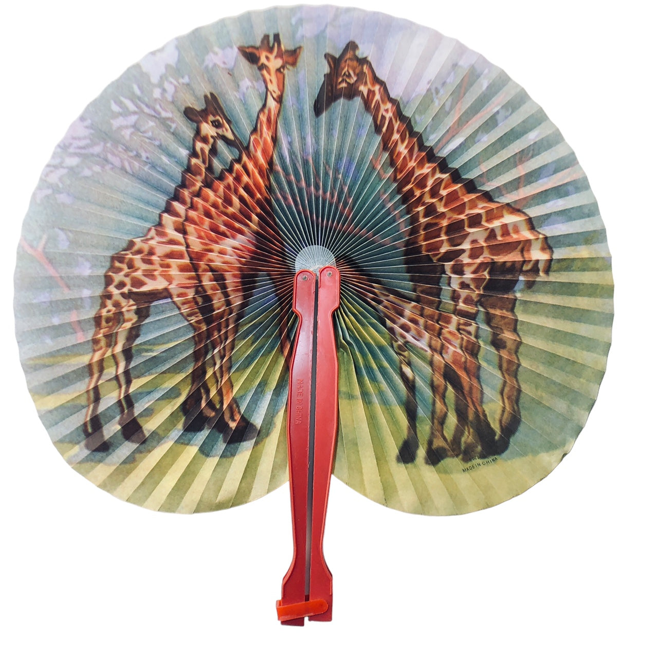 7701 - 3- 5.5" Red Fan - Giraffes - W-18 : PT CHESSMAN