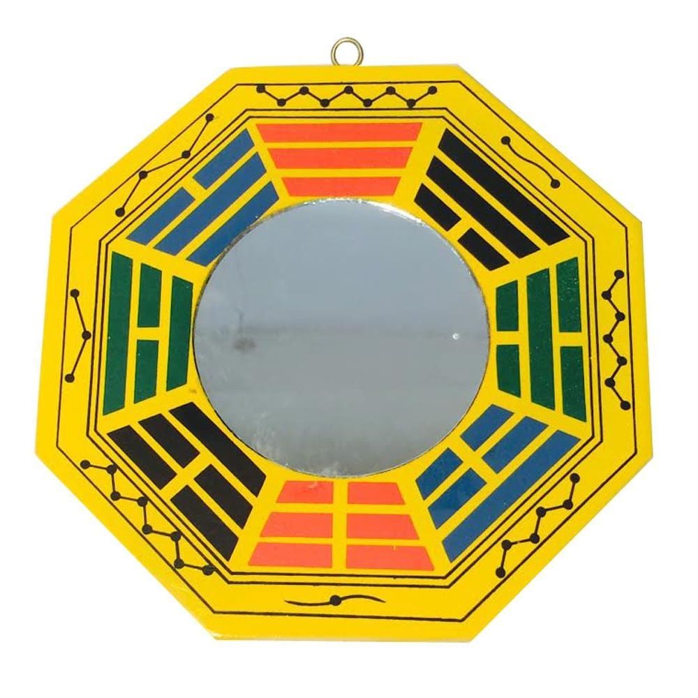 772 - 6" Yellow Bagua Mirror - Flat - |19-19|