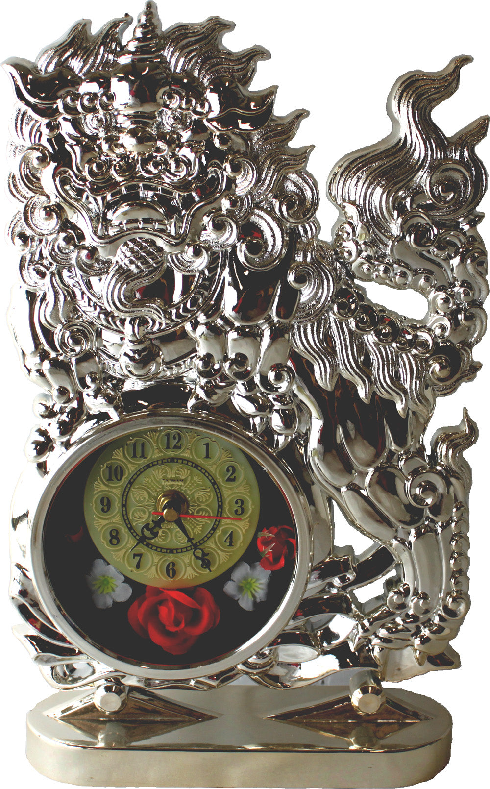 7848 - 13" Gold Fu Dog Clock - |5-9|