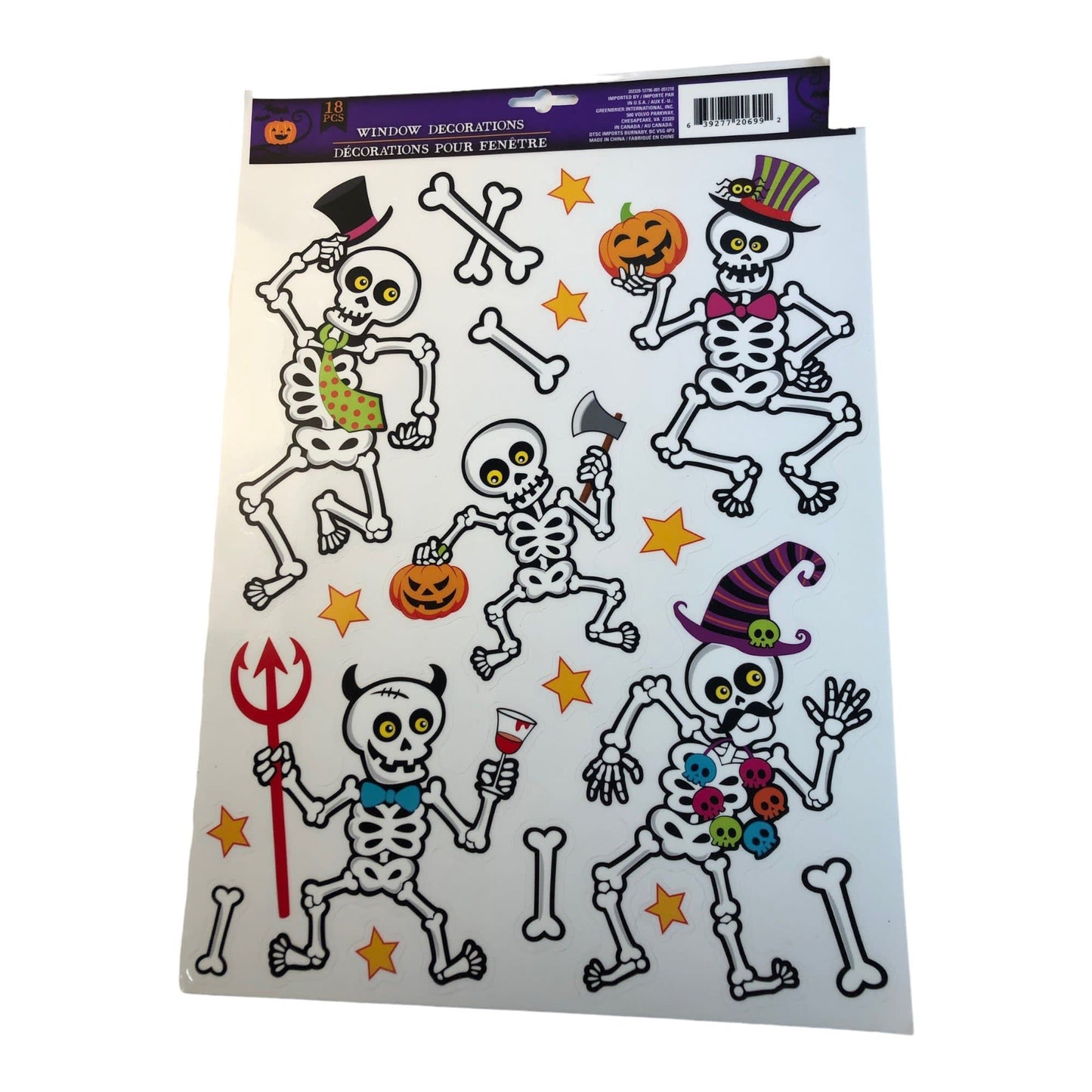 852 - Window Clings Skeletons - |9-2|