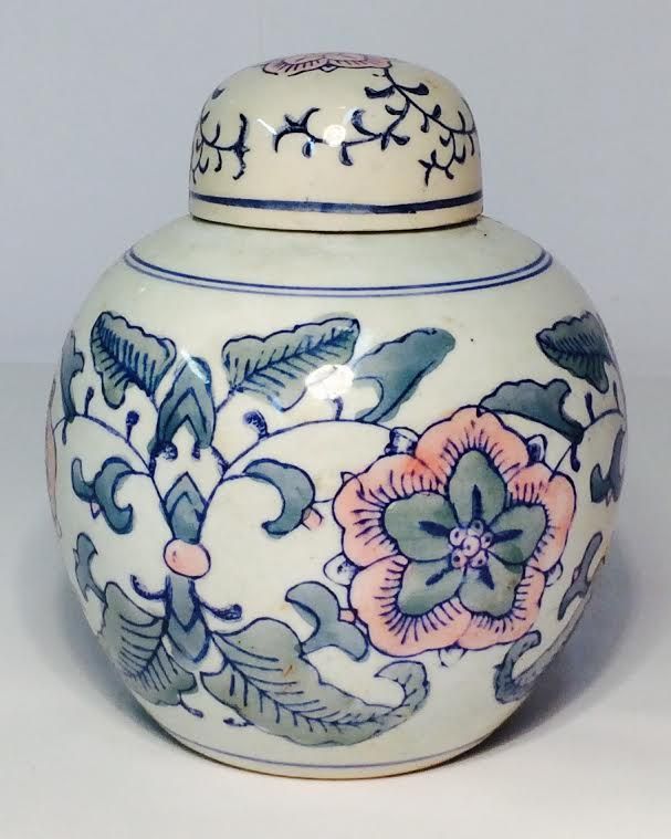 858 - 6" Floral White Ginger Jar - |14-34/14-29|