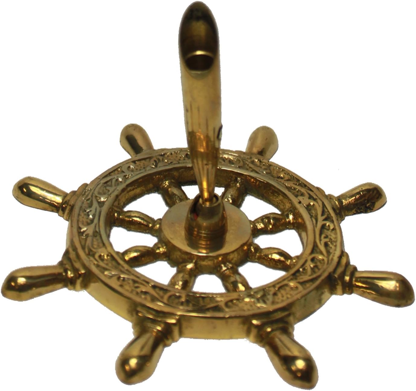 9059 - 5" Brass Ship Wheel Pen Holder |8-10| SENT 4 LISTING MP