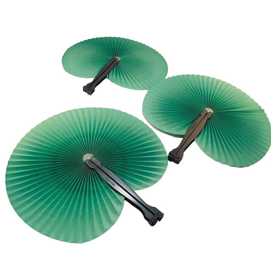 9413 - 3 pk- 5.5" Solid Green Folding Fan - W-18 : PT COOL BEANS