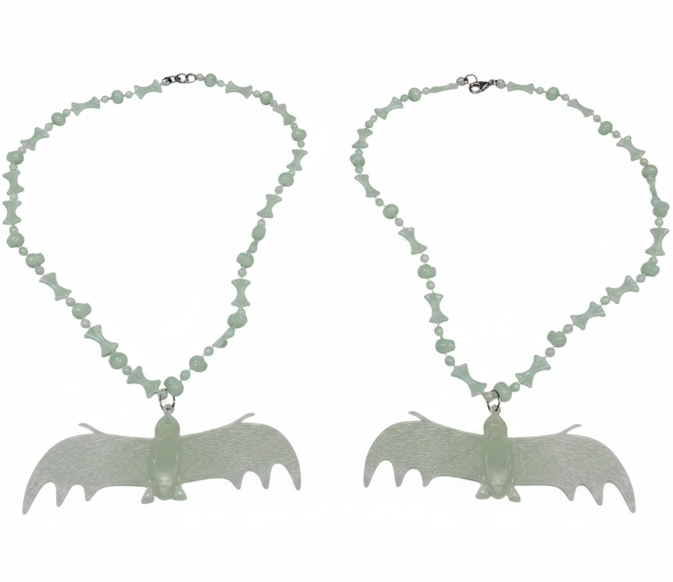 27363 - Set of Two Glow In The Dark Bat And Bone Necklace 16" |Pod 2-26|