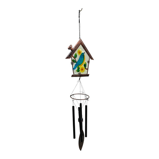 30246 - Glass Birdhouse Windchime 18 inch |G-10|