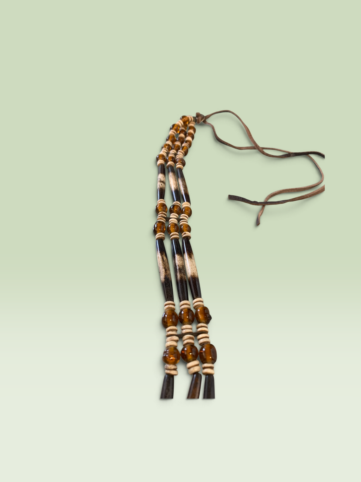 11625 - Brown Beaded Tribal Choker | Clear-156|