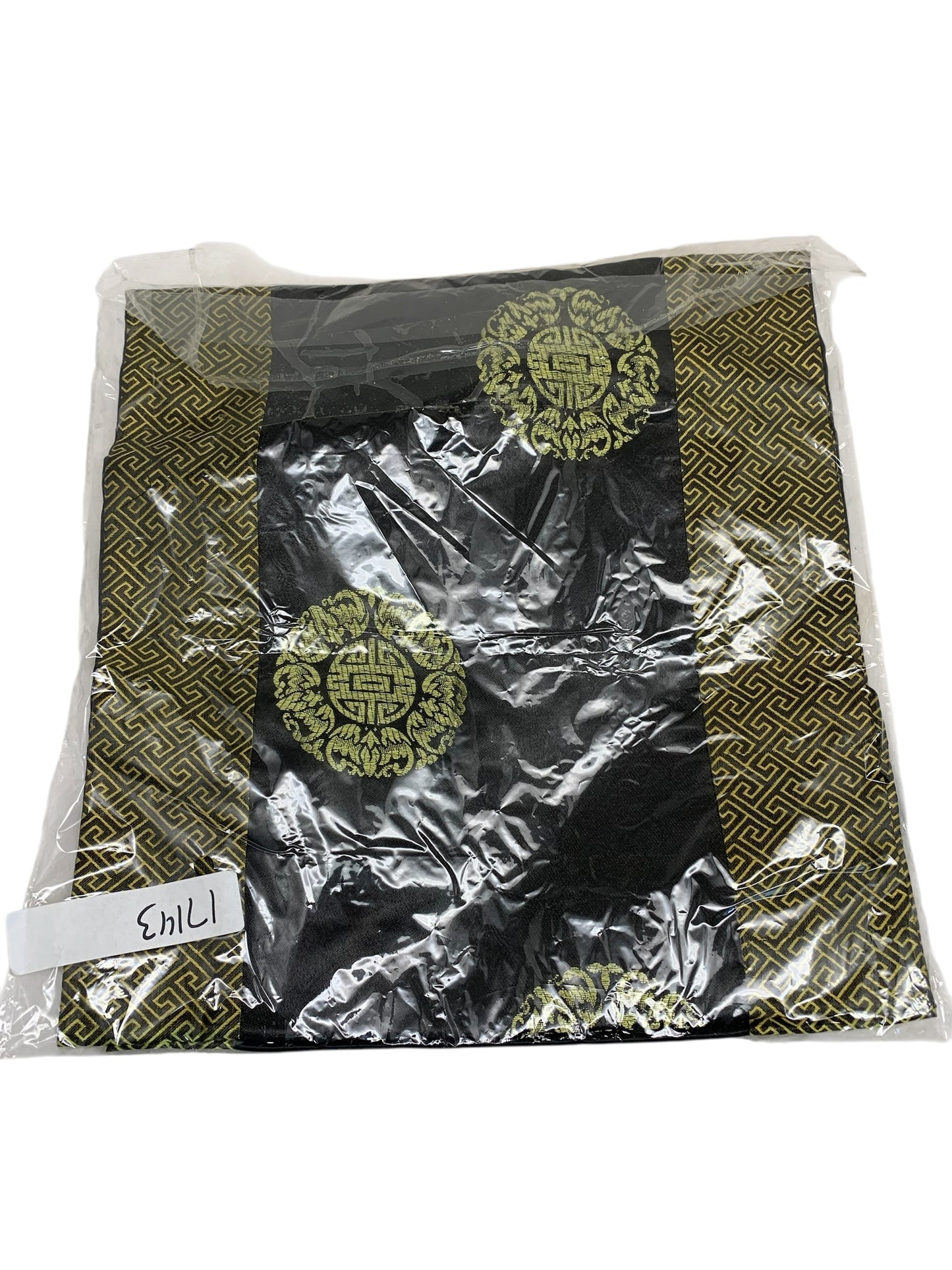 17143 - 74" Black Gold Embroidery Satin Table Runner |22-1|