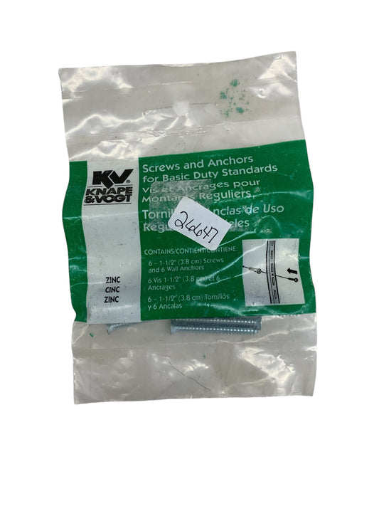26647 - Knape & Vogt 1.5" Screws and Anchors - 6 Pack (5 Count) |6-7|