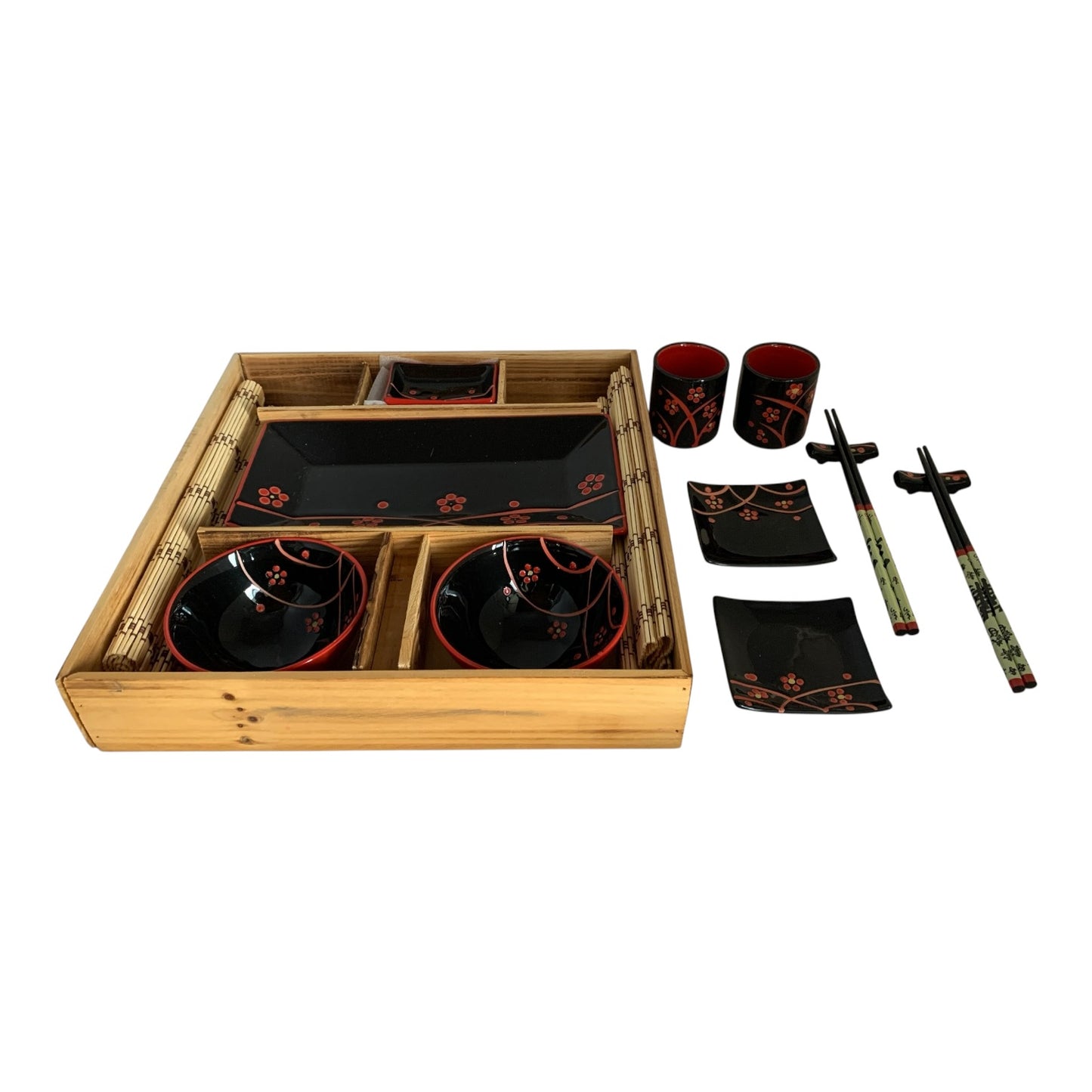 37060 - Japanese Style Dinner Set Black and Red 13" |TBD|
