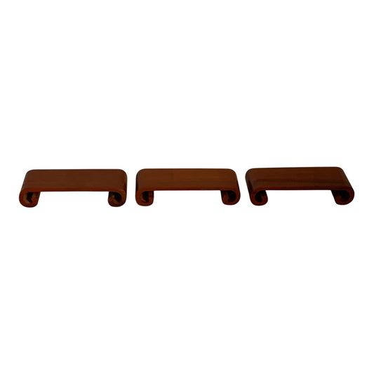 48358 - Set Of 3 - 4 Inch Red Wood Display Stand with Curved Legs |12-29|