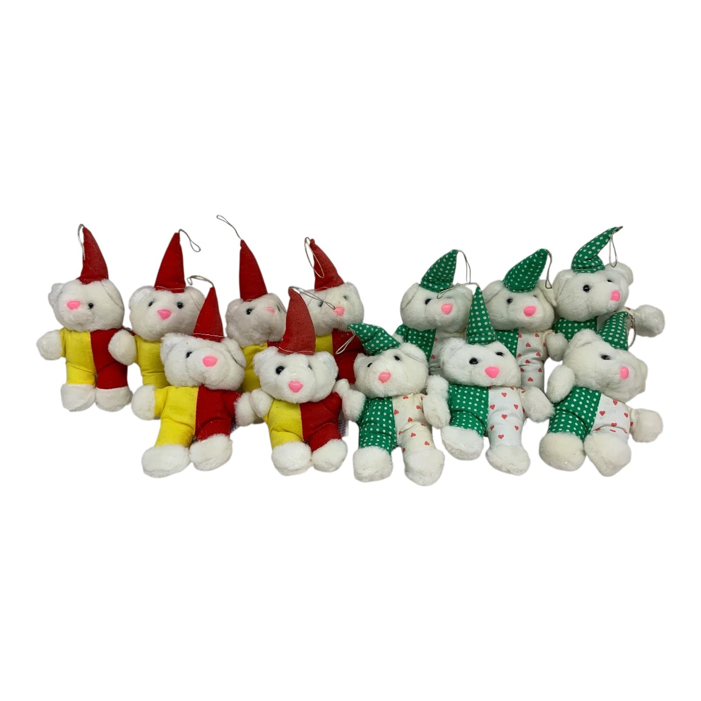 48415 - Set of Twelve Dressed Christmas teddy bears Ornaments |TBD|
