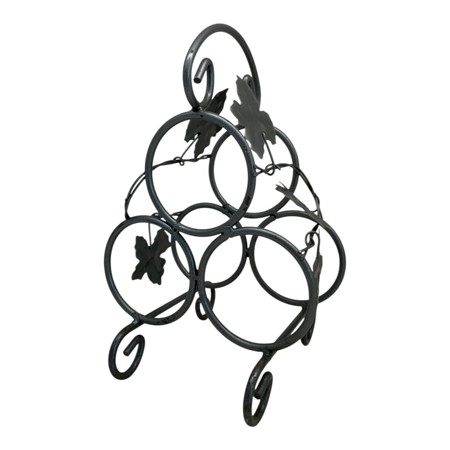 40908 - 13" Three Bottle Metal Countertop Grape Leaf Wine Rack |11-20|