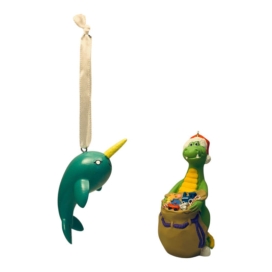 48109- Hallmark Keepsake Christmas Ornament Lot: Narwhal & Dudley The Dragon 3" |TBD|