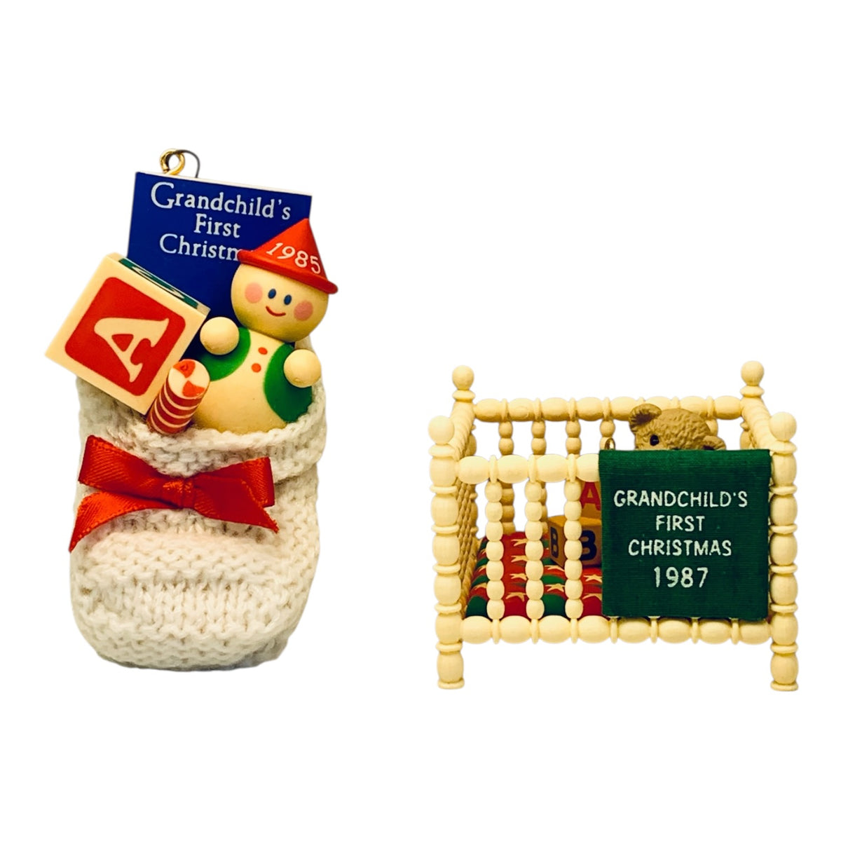 5562 - Hallmark Set of Two Grandchilds First Christmas 1987 Ornament |TBD|
